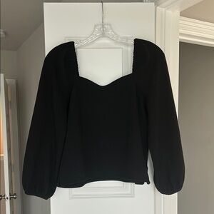 Madewell Black Fitted 3/4 Sleeve Blouse